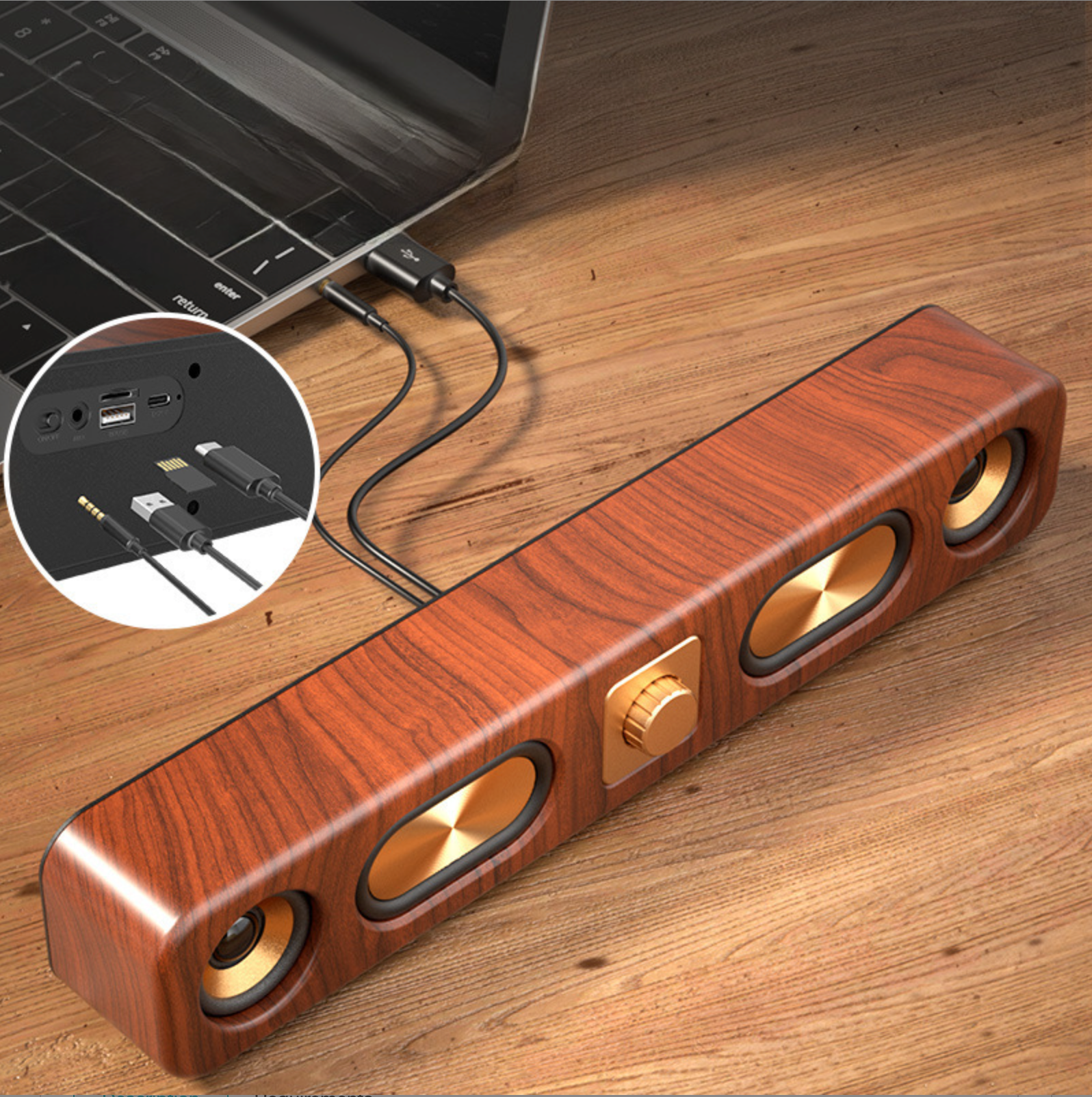 Retro Wireless Bluetooth Speaker Large Speaker Accent Low Wooden Retro Wireless Bluetooth Speaker - gambar 2