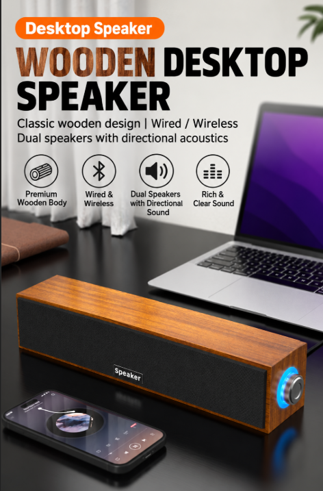 Cross-border long wired Bluetooth speaker with dual speakers, USB, computer/laptop, subwoofer soundbar desktop speaker
