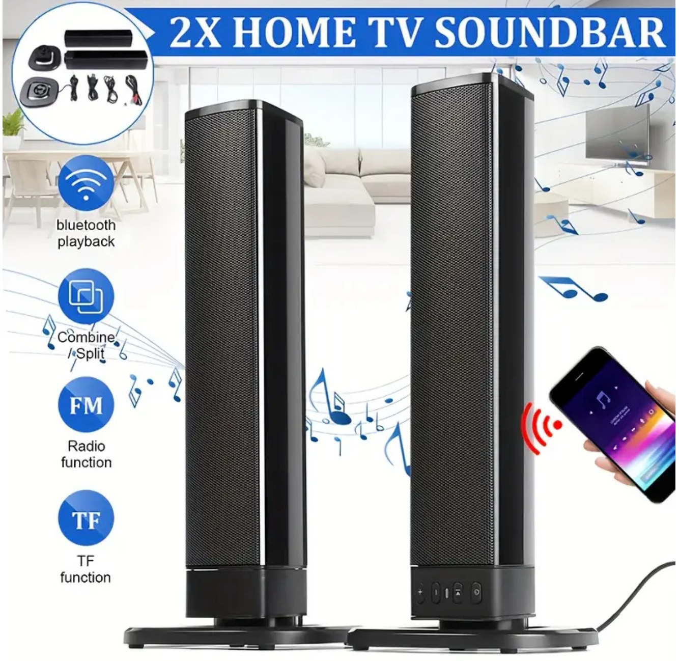 Custom-designed cross-border bestseller, creative detachable long-bar speaker - gambar 7