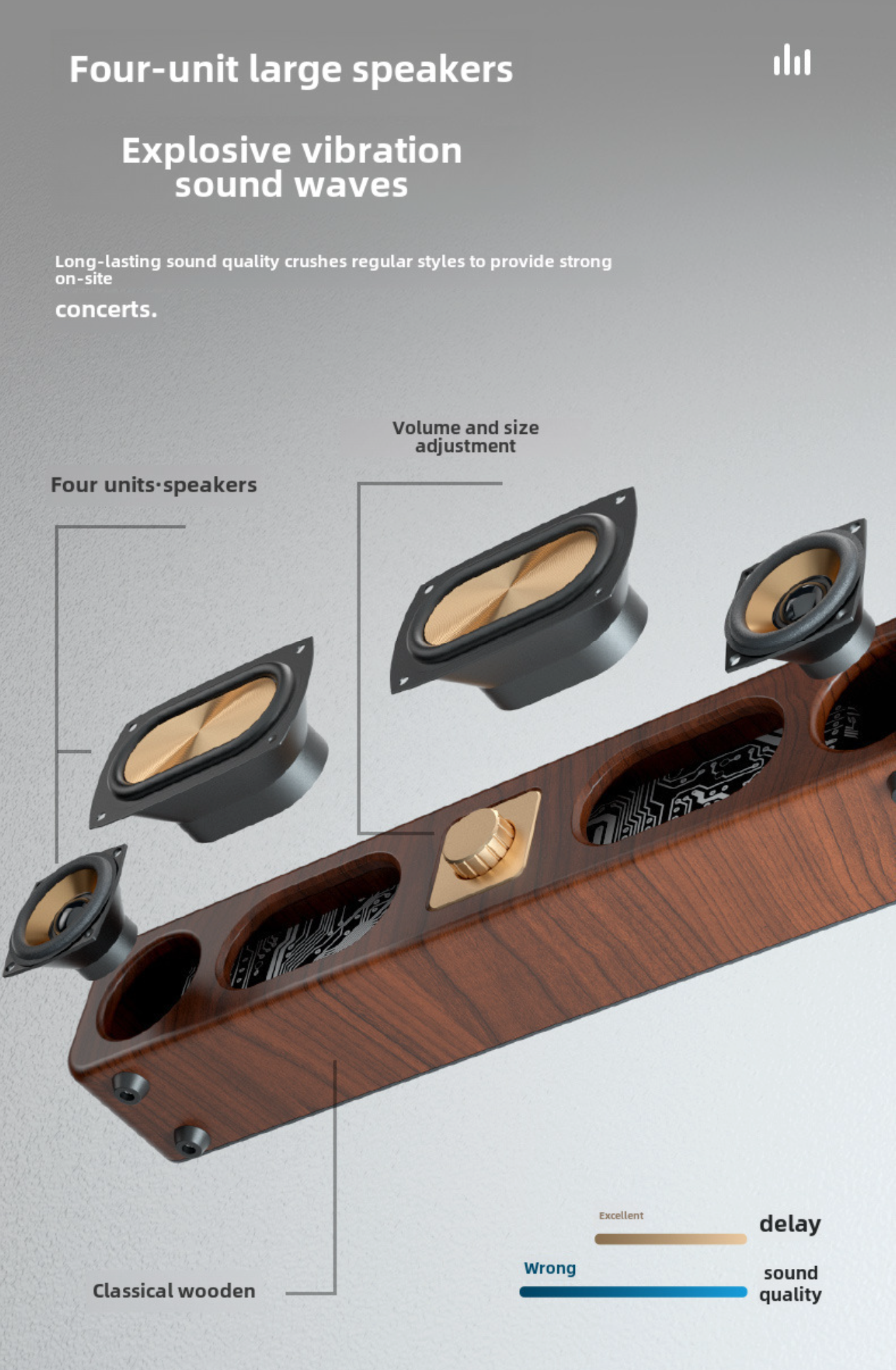 Retro Wireless Bluetooth Speaker Large Speaker Accent Low Wooden Retro Wireless Bluetooth Speaker - gambar 8