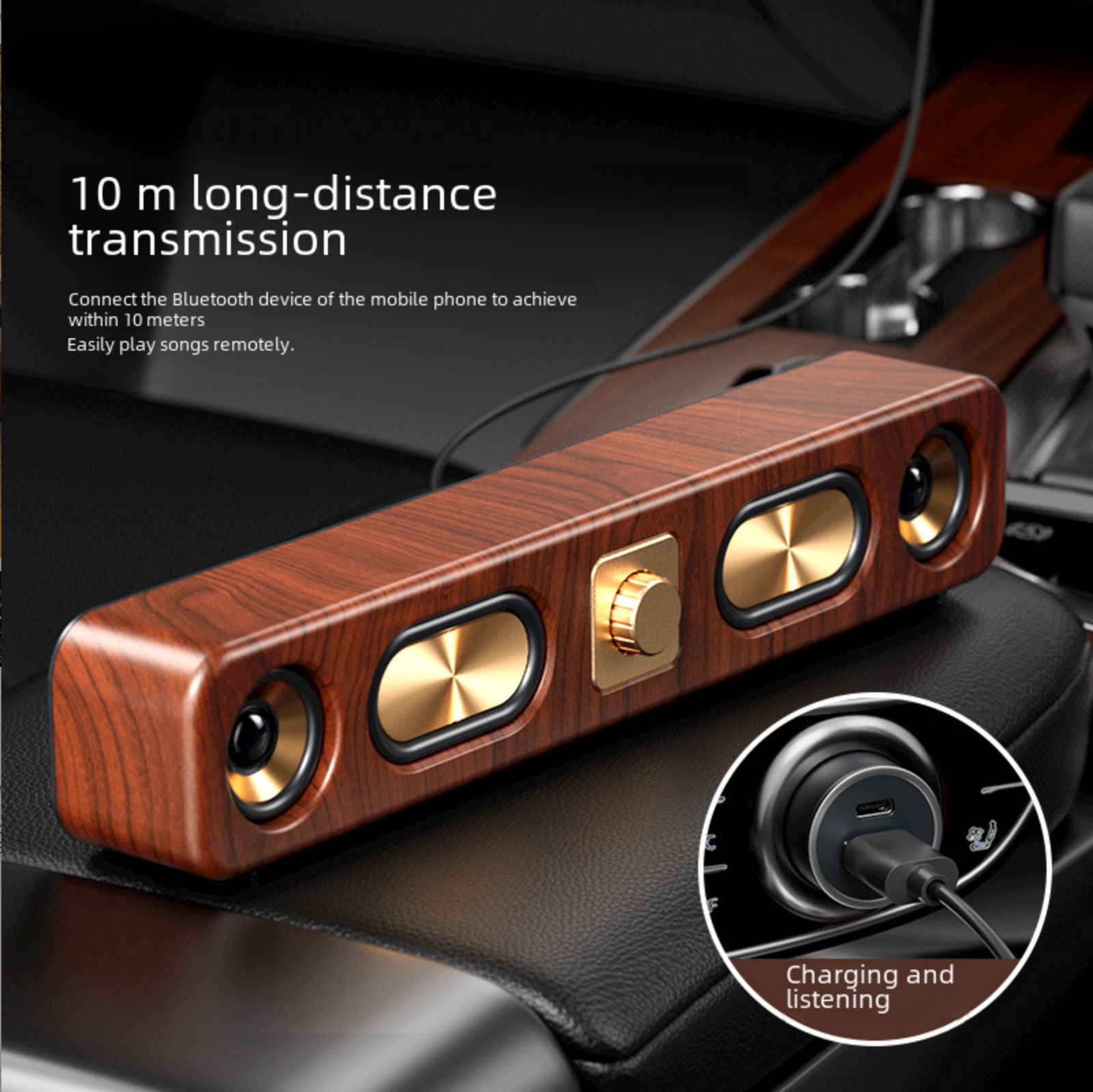 Retro Wireless Bluetooth Speaker Large Speaker Accent Low Wooden