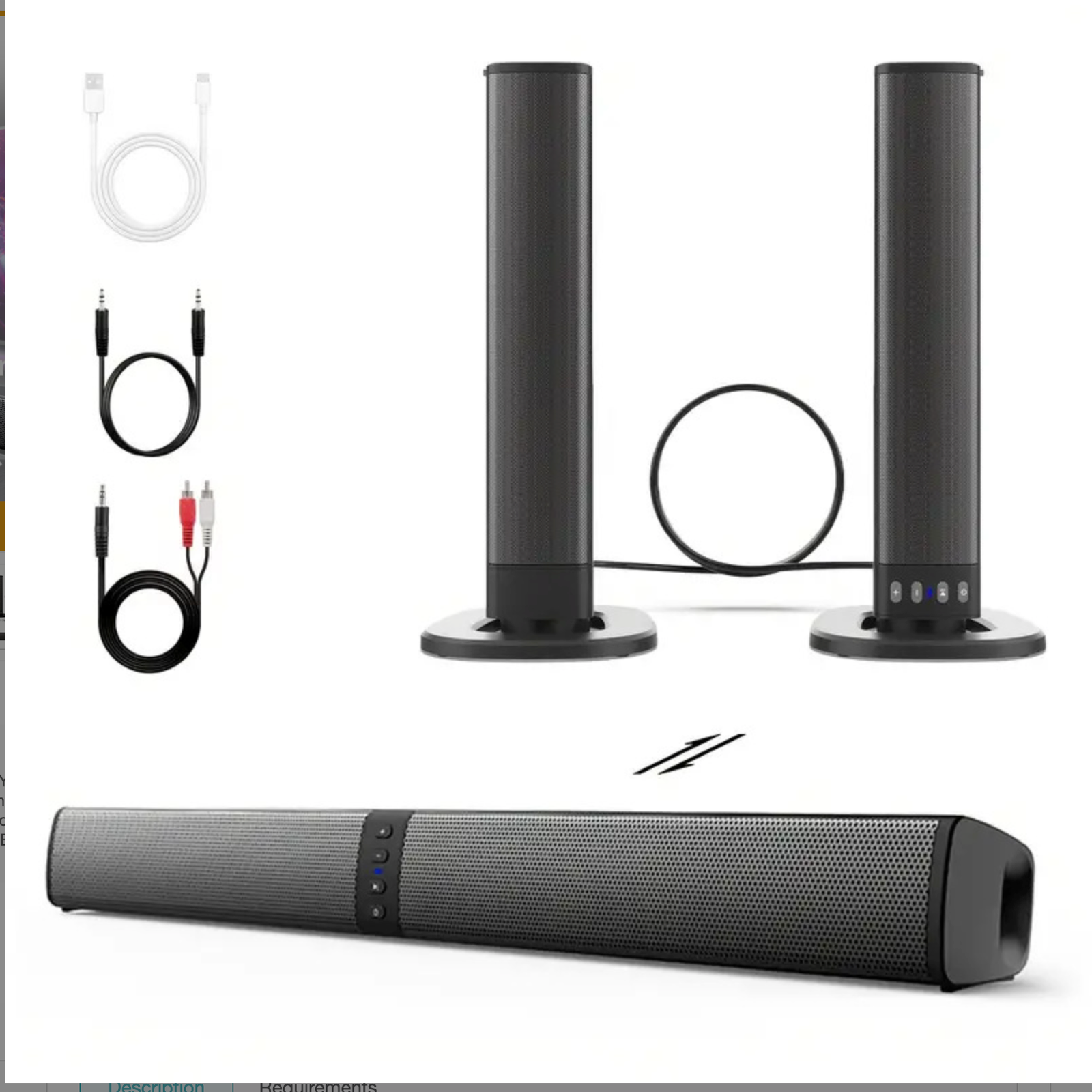Custom-designed cross-border bestseller, creative detachable long-bar speaker - gambar 2