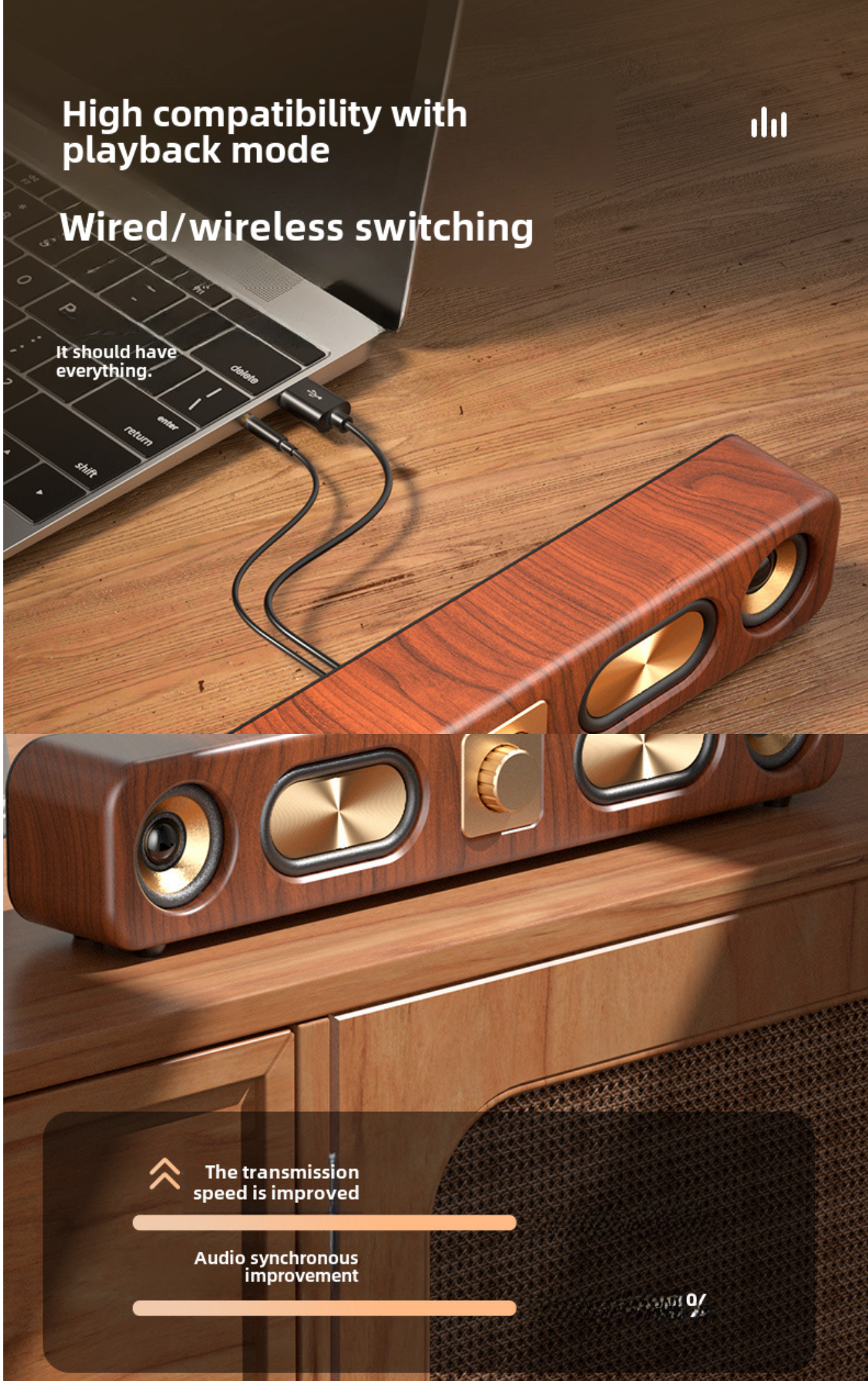 Retro Wireless Bluetooth Speaker Large Speaker Accent Low Wooden Retro Wireless Bluetooth Speaker - gambar 14